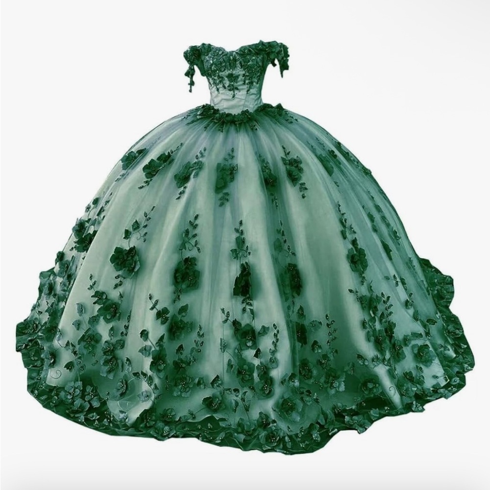 Emerald Green Strapless Tiered Prom Dress